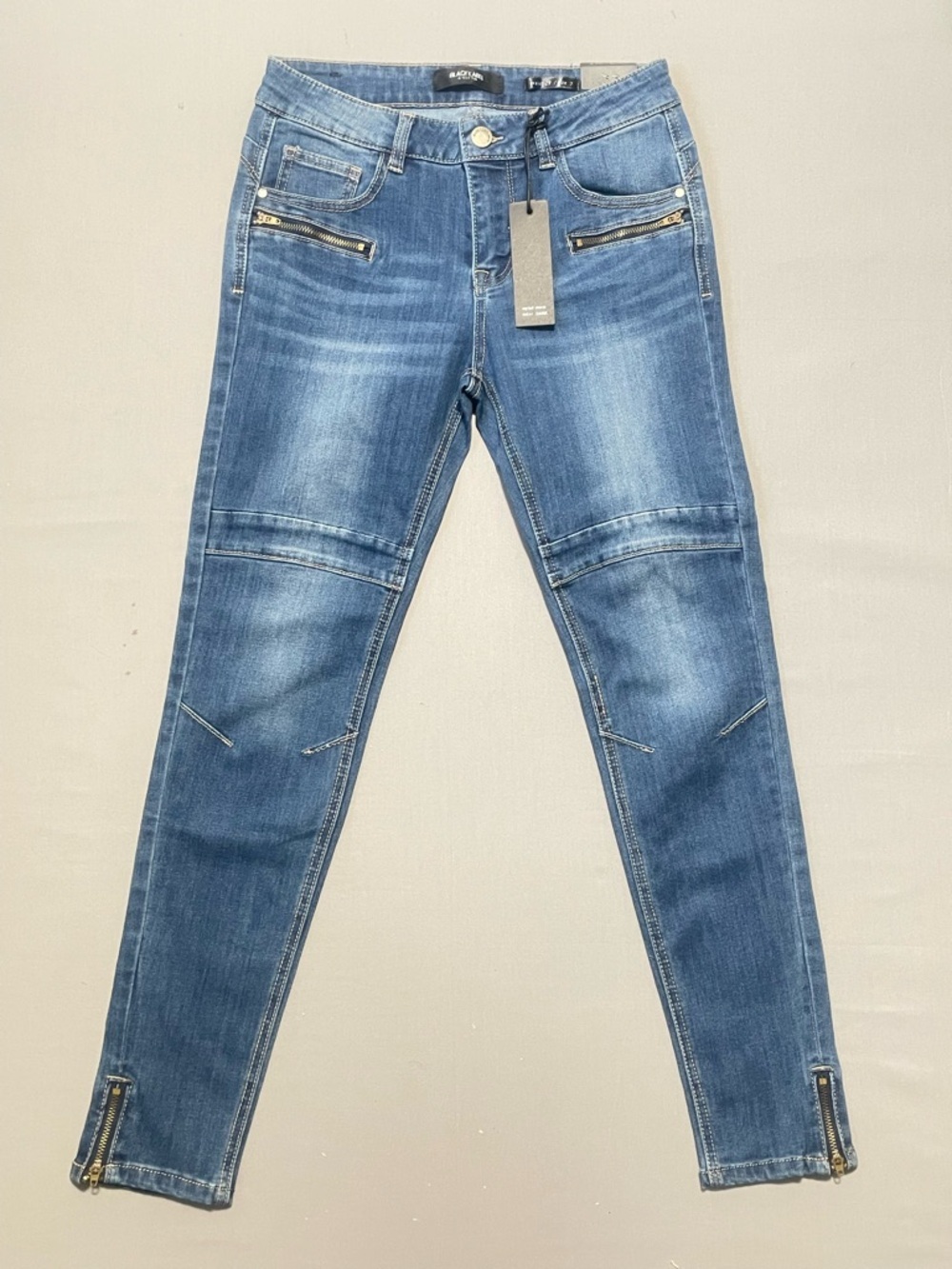 Black Label C’est Toi Women’s Jeans Size 7 Waist 29 Blue Skinny Moto Zip Ankle